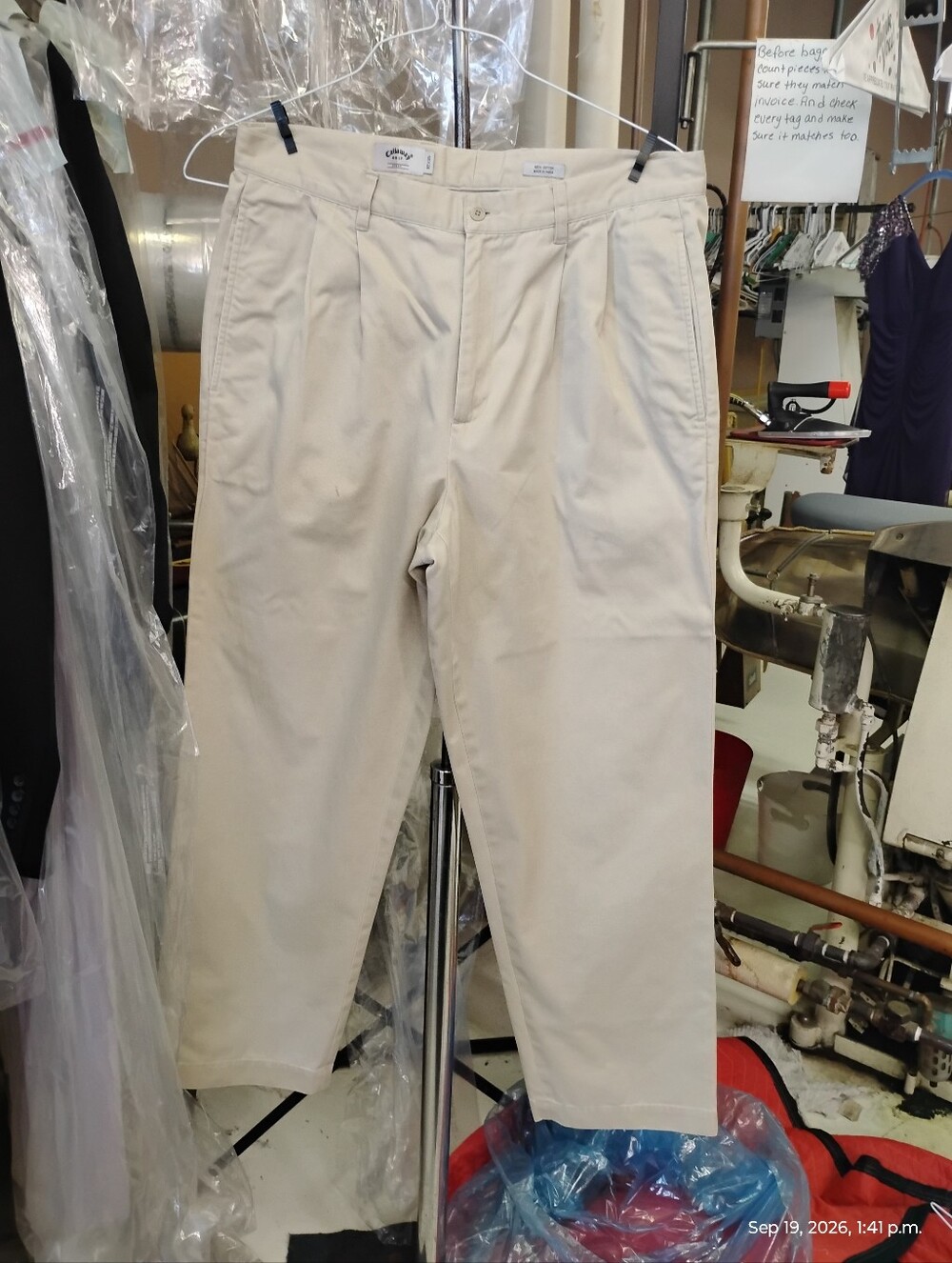 Callaway Tan Pleated Chinos - Straight Fit